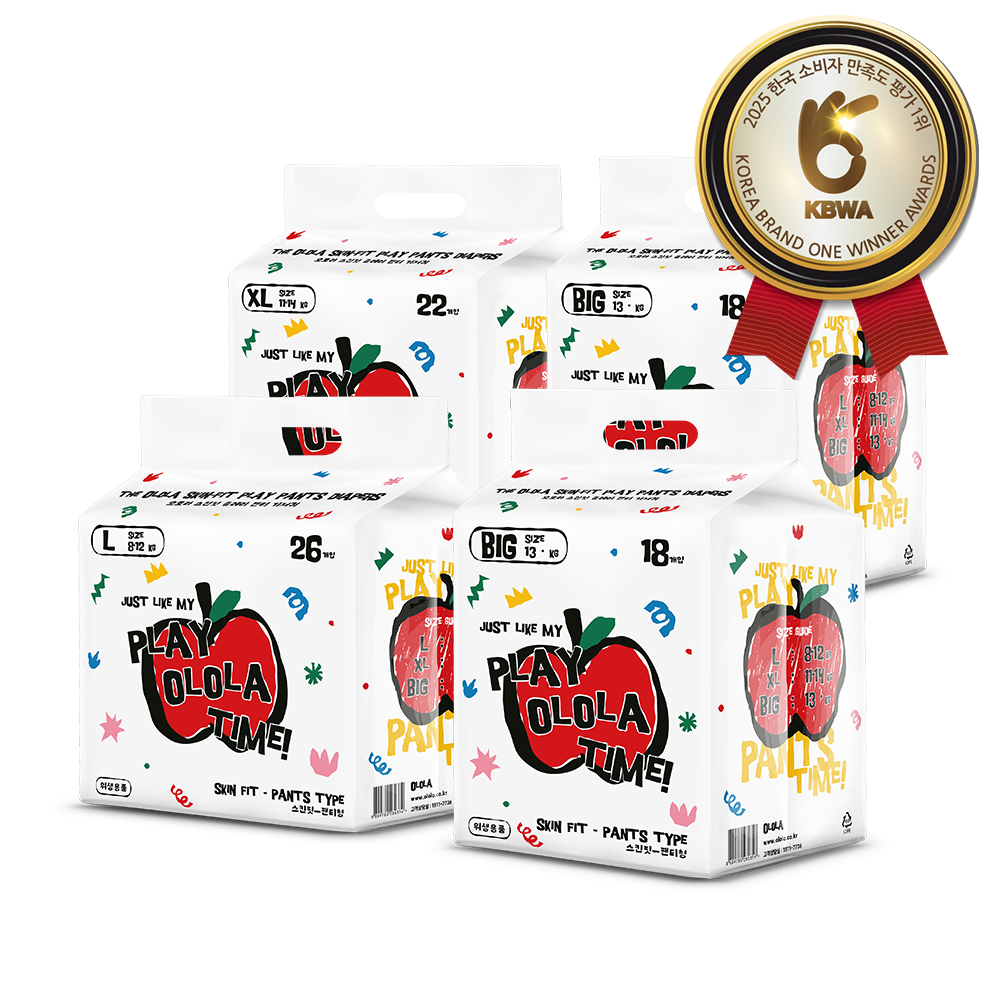 오로라 스킨핏 플레이 팬티기저귀 대형 (8-12kg) 26매x4팩